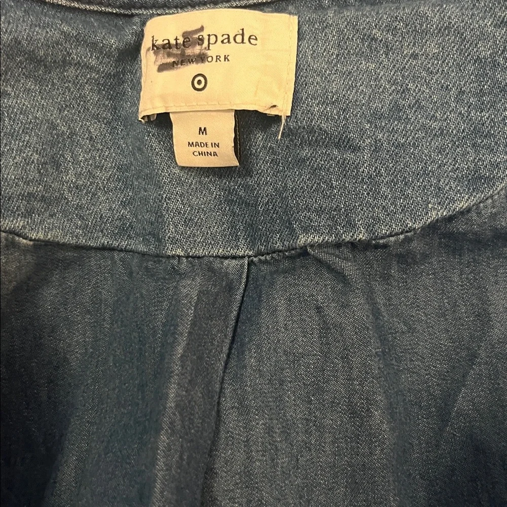 Kate Spade Women’s Blue Diamond-Pattern Quilted Cropped Denim Jean Jacket M